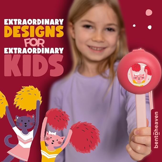 Bentoheaven Kids Travel Utensils with Case, Food-Grade Stainless Steel & BPA-Free Plastic, Travel Kid Cutlery Set, Dishwasher Safe Fork, Spoon & Case, Reusable Flatware, Silverware for Kids (Cats)