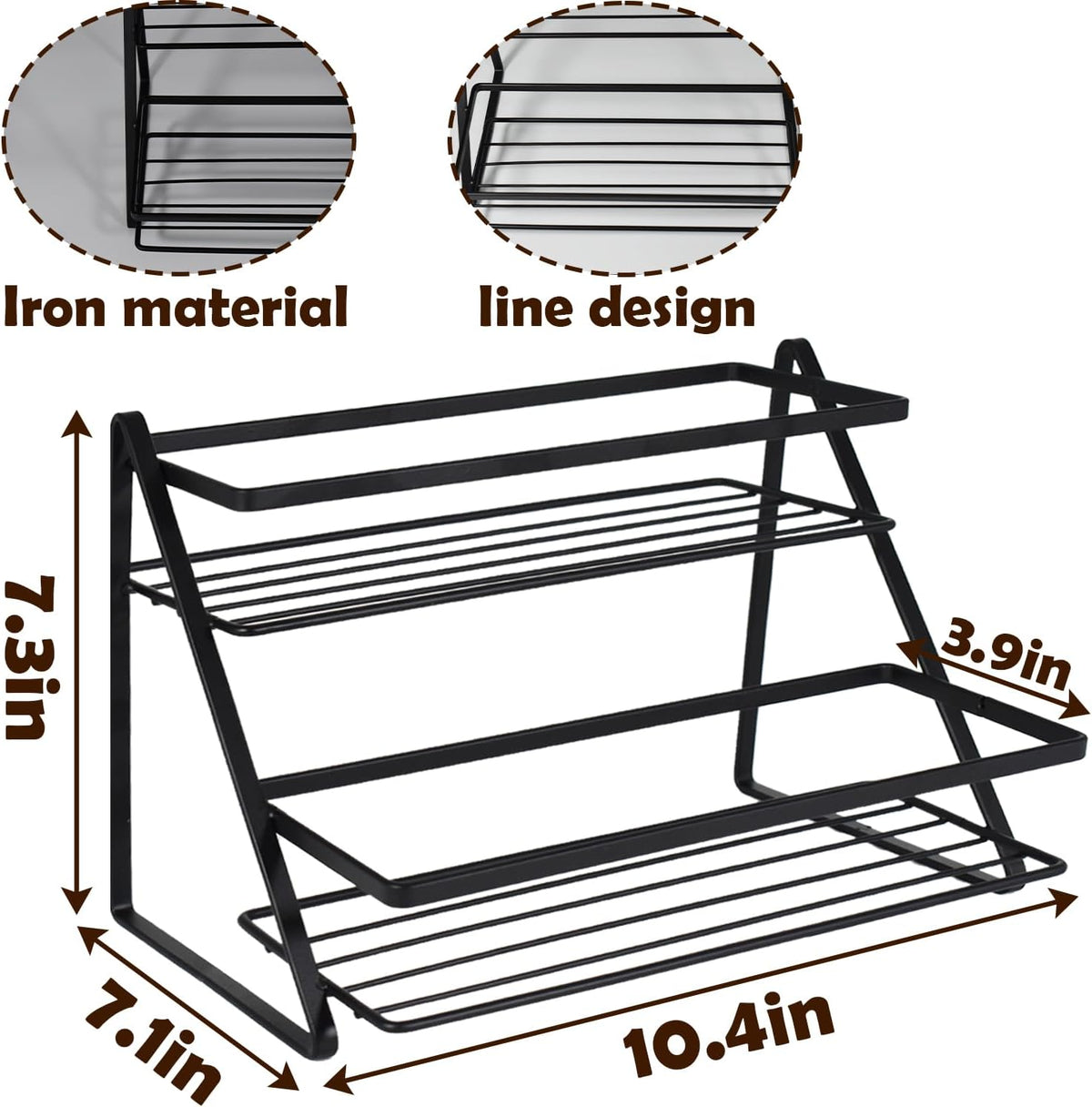 2-Tier Coffee Syrup Rack Organizer 6 Bottle Capacity,Sturdy Metal Storage Shelf for Coffee Bar,Multi-Use Kitchen Wine Rack for Syrups, Dressings, Condiments