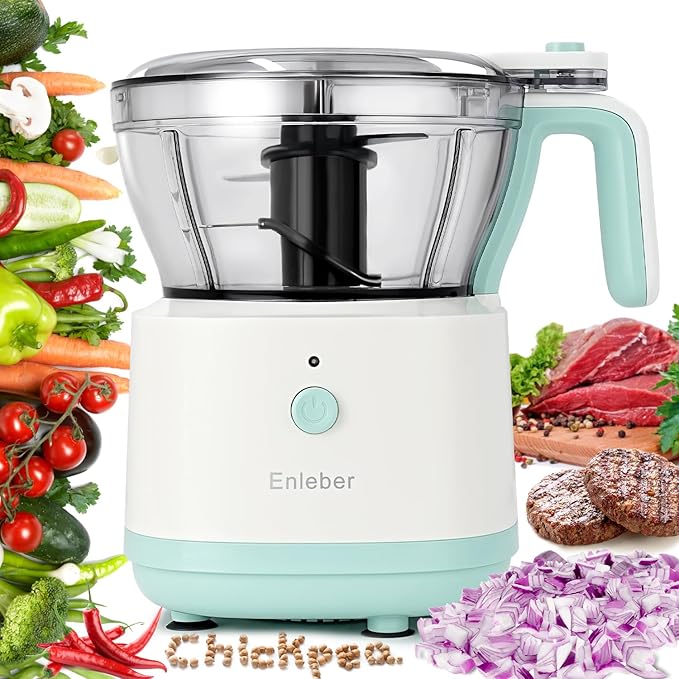 Food Processor Electric Food Chopper with 4.5-Cup(1000ml) Vegetable Chopper & Meat Grinder,BPA Free, Stainless Steel Blade for Chopp, Slice, Mince, Grind, and Puree, for Baby Food & Family Use