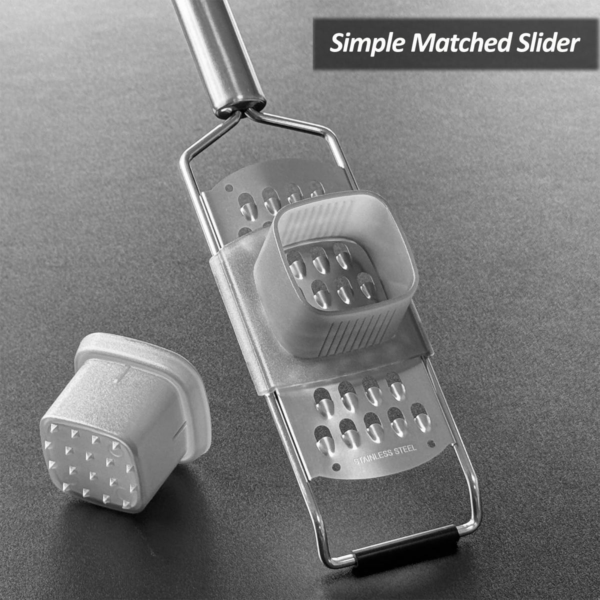Vovoly 4-Pcs Pro Set Zester Grater Set, Cheese Grater with Razor-Sharp Stainless Steel Blade, Fine/Coarse/Extra Coarse/Slider Attachment