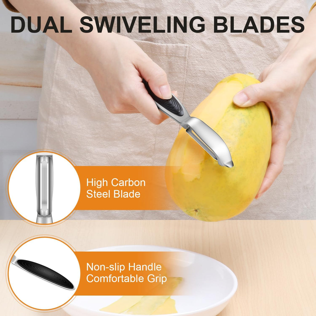TACGEA Vegetable Peeler for Kitchen, Potato Peelers for Fruit Straight Blade, Durable Non-Slip Handle