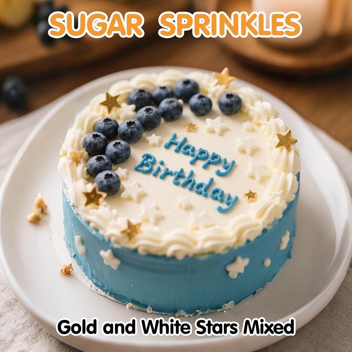 Edible Star Sugar Sprinkles, Gold and White Mix Size,Candy Star Sprinkle for Cake Decorations and Cupcake Toppers, Ice Cream, Wedding Party Valentines Christmas Supplies 130g/4.58ounce