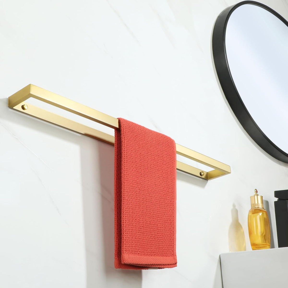 Alise Bath Towel Bar,Towel Holder Towel Rack Towel Hanger for Bathroom Wall Mount,24 Inch SUS304 Stainless Steel Towel Rail,Brushed Gold,GJF060-G