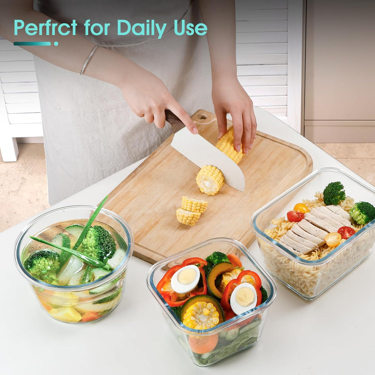 NUTRIUPS 2.6 L Large Glass Food Storage Containers, 9×6×5in Deep Rectangular Meal Prep Containers, Glass Microwave Bowls with Lids