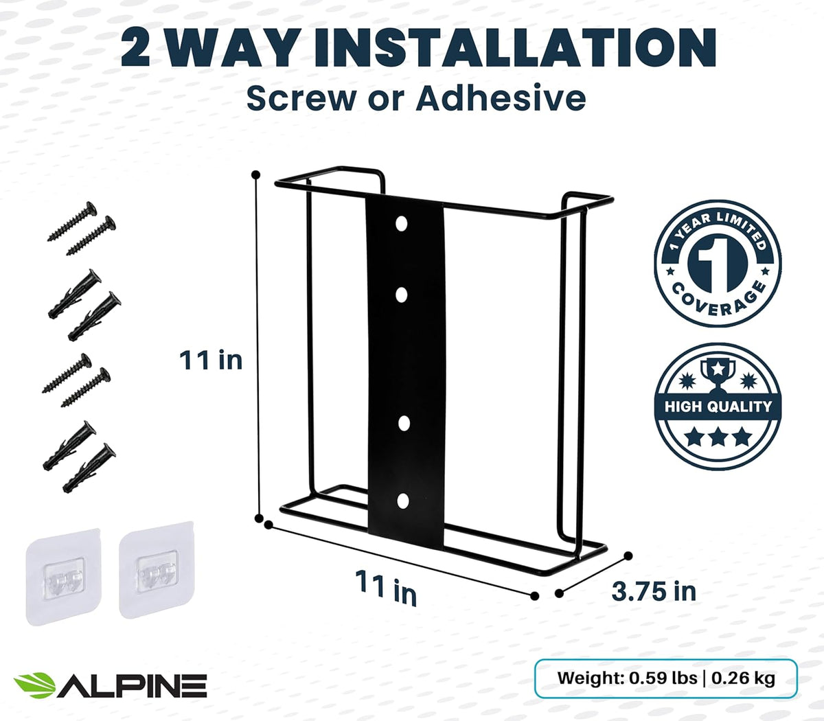 Alpine Glove Holder for Wall Mount - Latex Glove Holder Wire Glove Dispenser for Wall Disposable Glove Box & Tissue Box - Fits 2 Boxes (Black)