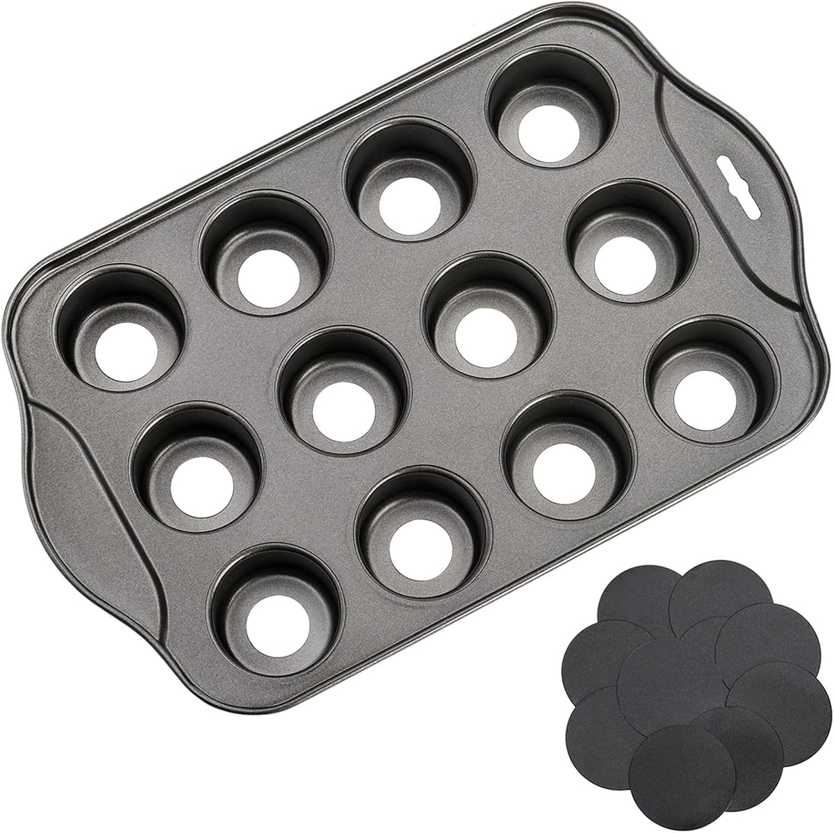 Tosnail 12 Cavity Mini Cheesecake Pan with 24 Pieces Removable Bottom