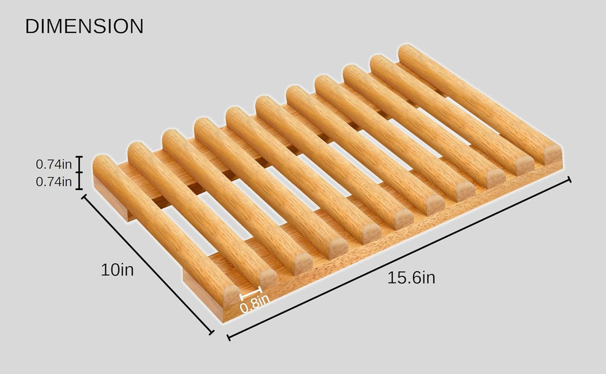 Solid Wood Kitchen Dish Drying Rack 10 Slots Plate Organizer for Cabinet New Apartment Essentials Plate Holder for Kitchen Display Countertop (Pack of 2)