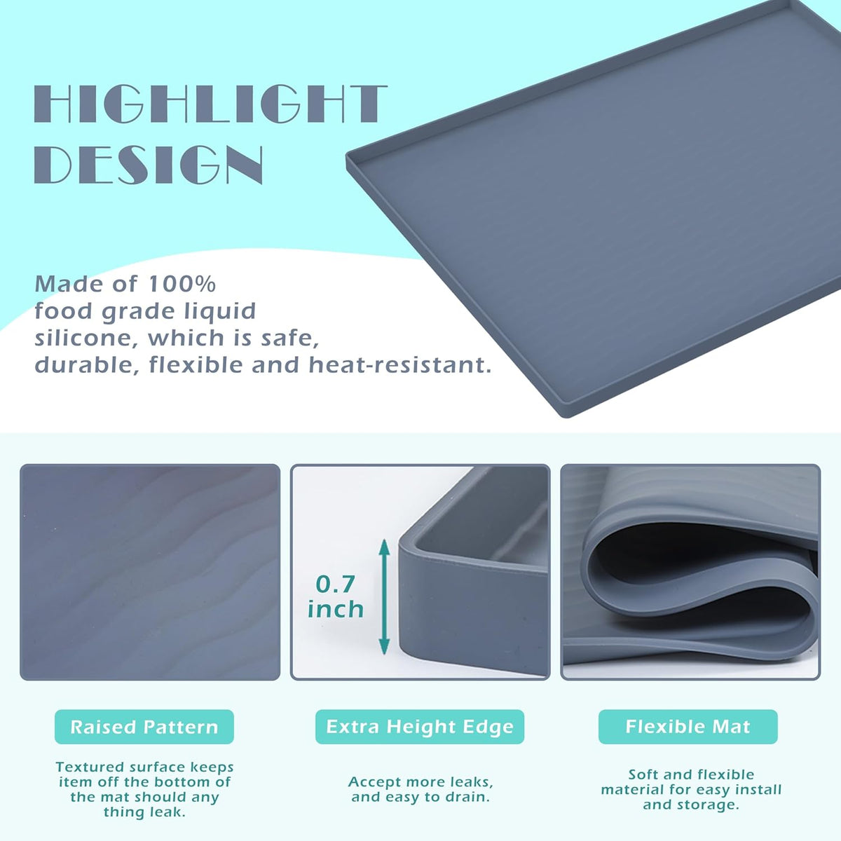 URMONA Waterproof Silicone Under Sink Mat 28'' x 19'' Shelf Liner for Kitchen and Bathroom, Cabinet and Counter Protector, Storage and Organizers, Litter Mat, Pet Cat Puppy Essentials(Cream)