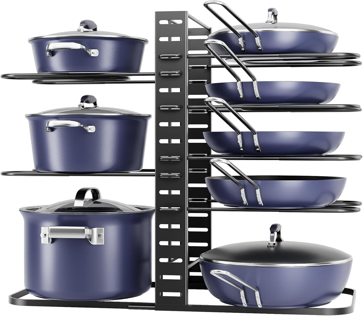 ORDORA Pots and Pans Organizer under Cabinet 14.55 Height, Adjustable 8-Tier Pot Organizers inside Cabinet, Kitchen Organizers and Storage Fit 6-11 inch Lightweight Cookware