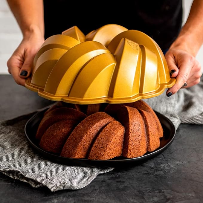 Nordic Ware NW 95577 75th Anniversary Braided Rope Bundt Cake Pan, Gold 12 Cup Capacity