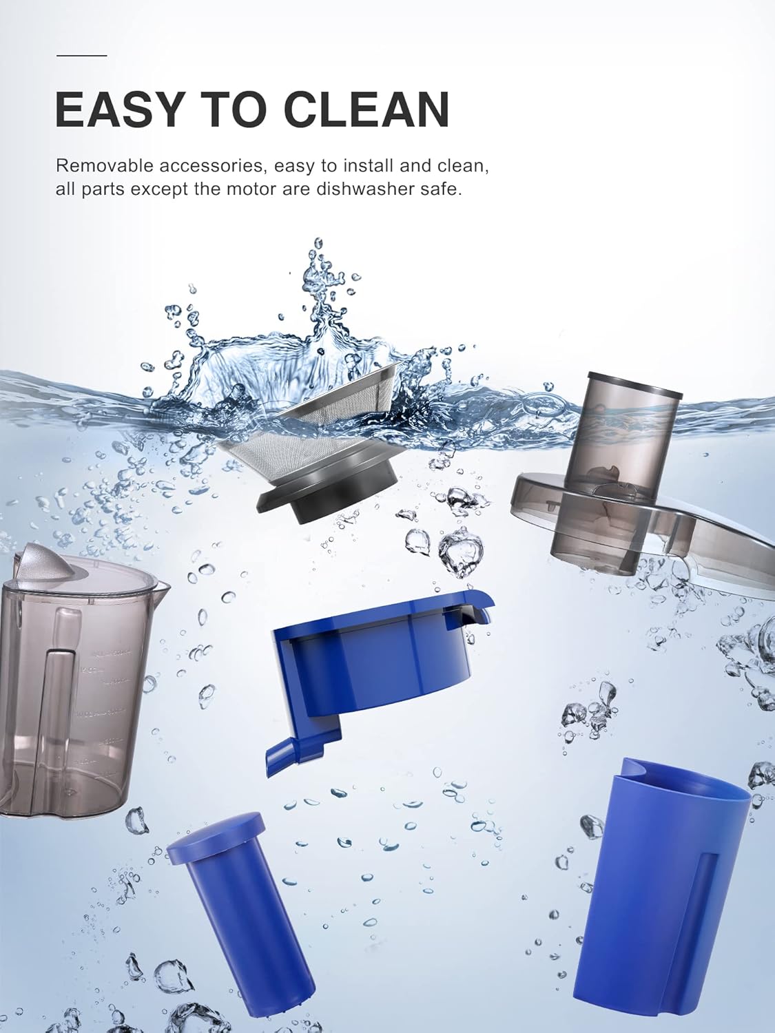 QCen Juicer Machine, 500W Centrifugal Juicer Extractor with Wide Mouth 3” Feed Chute for Fruit Vegetable, Easy to Clean, Stainless Steel, BPA-free (Blue)