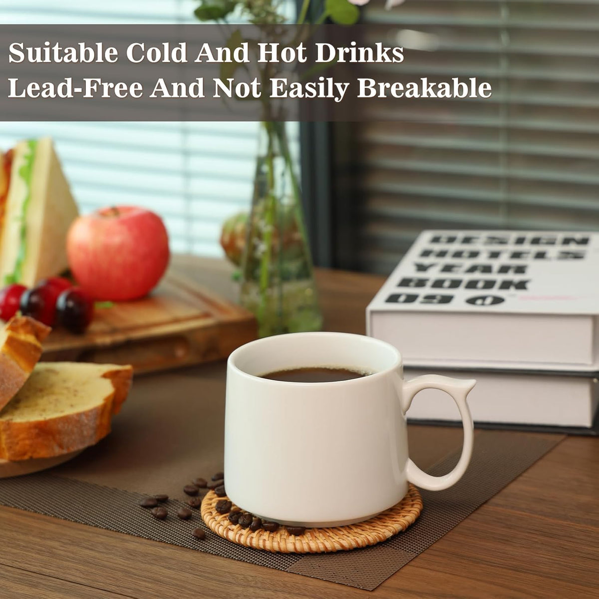 19 oz Large Coffee Mugs Set of 4, Stackable Ceramic Coffee Mugs with Large Handles for Coffee, Latte, Cappuccino, Milk, Dishwasher & Microwave Safe, Ideal for Men, Women, Dads (Multicolor)