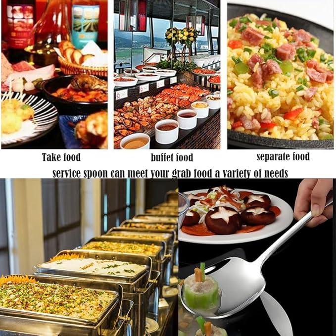 SIAIQIANG Extra-Large Serving Spoons Set,Food-Grade 18/8 Stainless Steel,11.4-Inch Serving Utensils Set,Ideal for Salads, Pasta Platters,Mashed Potatoes,Buffets,and More (2-Pack)