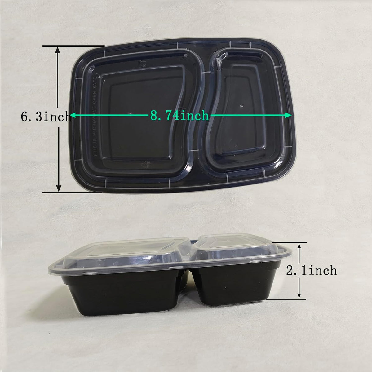 50 Packs 28oz 2-Grid Disposable Meal Prep Containers with Lids,To Go Take Out Plastic Food Storage, Disposable Takeaway Boxes,Freezer, Dishwasher Safe Prep Containers
