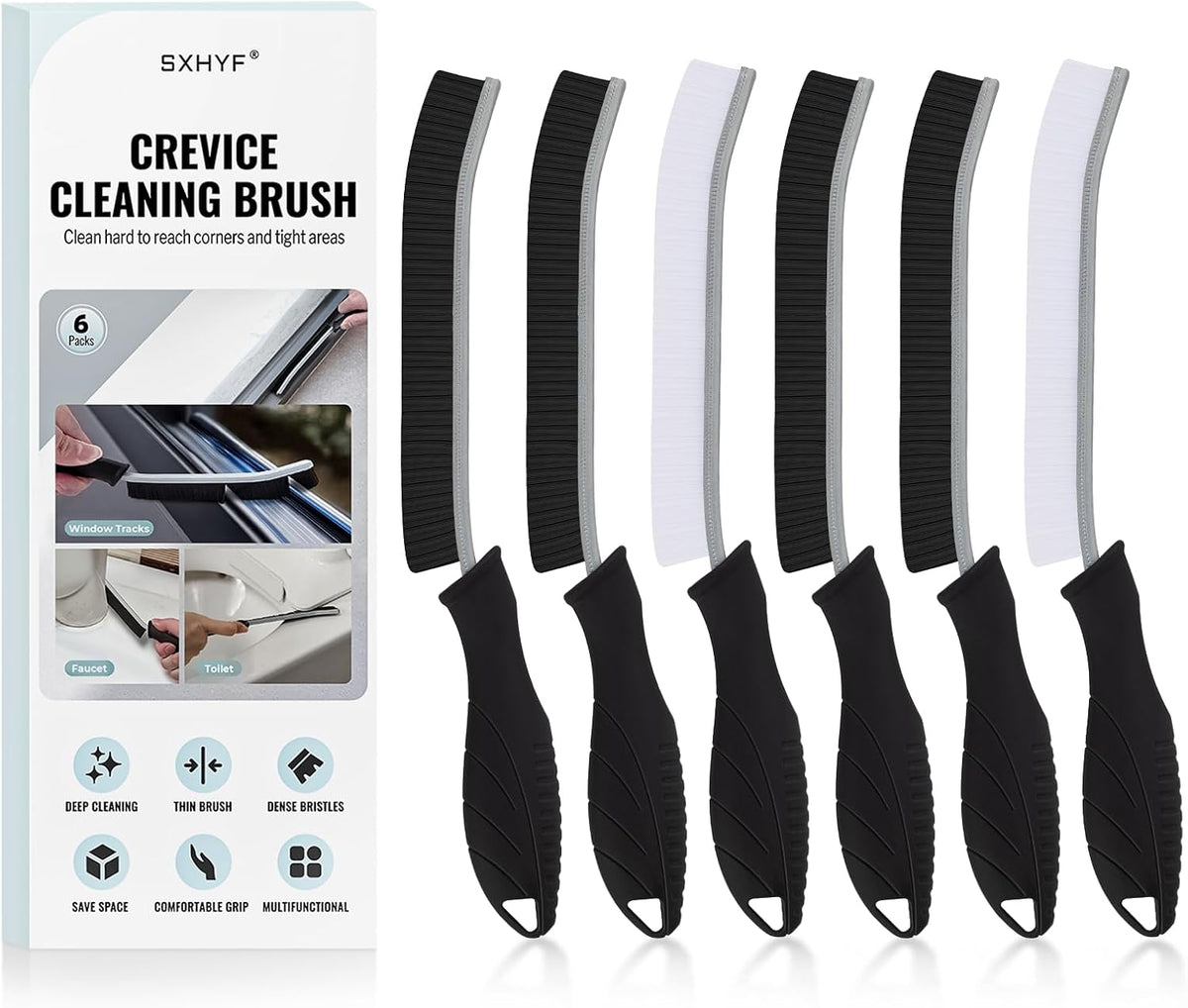 SXhyf Crevice Cleaning Brush - Grout Scrub Brush, House Cleaning Supplies, Gap Cleaning Tools, Home Essentials, Gifts for Women Men, Hard Bristle Crevice Cleaner Brush for Household Use, Bathroom