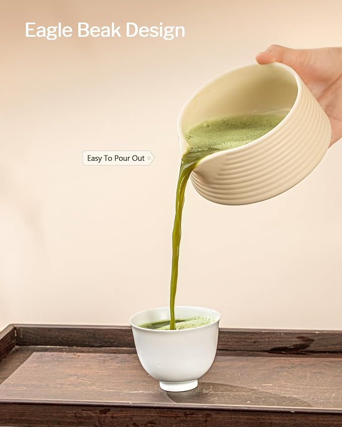 Artisan Matcha Whisk Set - 8 Pcs Premium Matcha Set with Bowl (Chawan), Bamboo Whisk & Tools | Matcha Kit for Making Breakfast/Latte | Gift for Matcha Lovers (White)