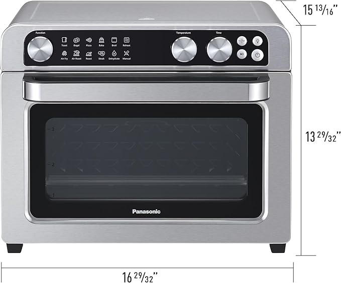 Panasonic FlashXpress Family Size Air Fryer Toaster Oven Combo, 11 Cooking Functions, 1800W PFAS-Free, Double Infrared Heating, Temperature Control Dial, Stainless Steel - NB-G211P