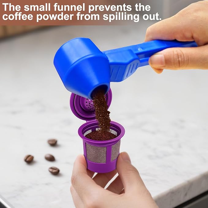 Palksky Coffee Scoop & Funnel for Reusable K Cup Refillable Coffee Pods,2 Tablespoon Coffee Measuring coffee Scooper,1PCS(Blue)