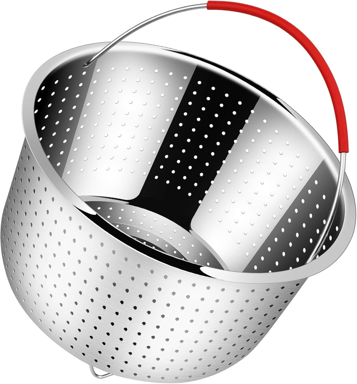 REDANT Mesh Strainer and Vegetable Steamer Basket for Pot, Instant Pot Accessories 8Qt, Stainless Steel Veggie Steamer for Cooking Broccoli, Eggs, Pasta, Quinoa - With 2 Silicone Gloves, 8 Quart
