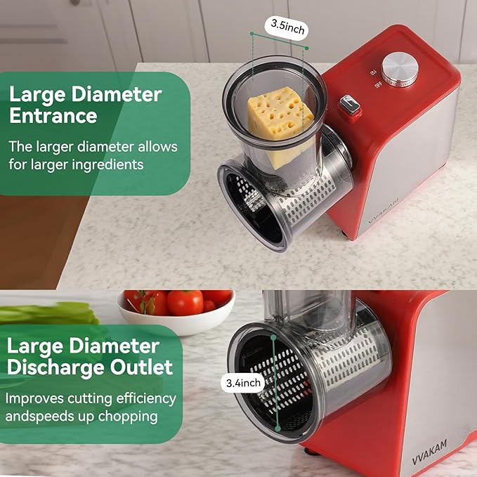 5-In-1 Electric Cheese Grater,300W Salad Maker,Electric Grater for Block Cheese,Kitchen Electric Food Slicer Shredder,Chopper for Vegetables Cucumber Carrots Cabbage Nuts(Black)