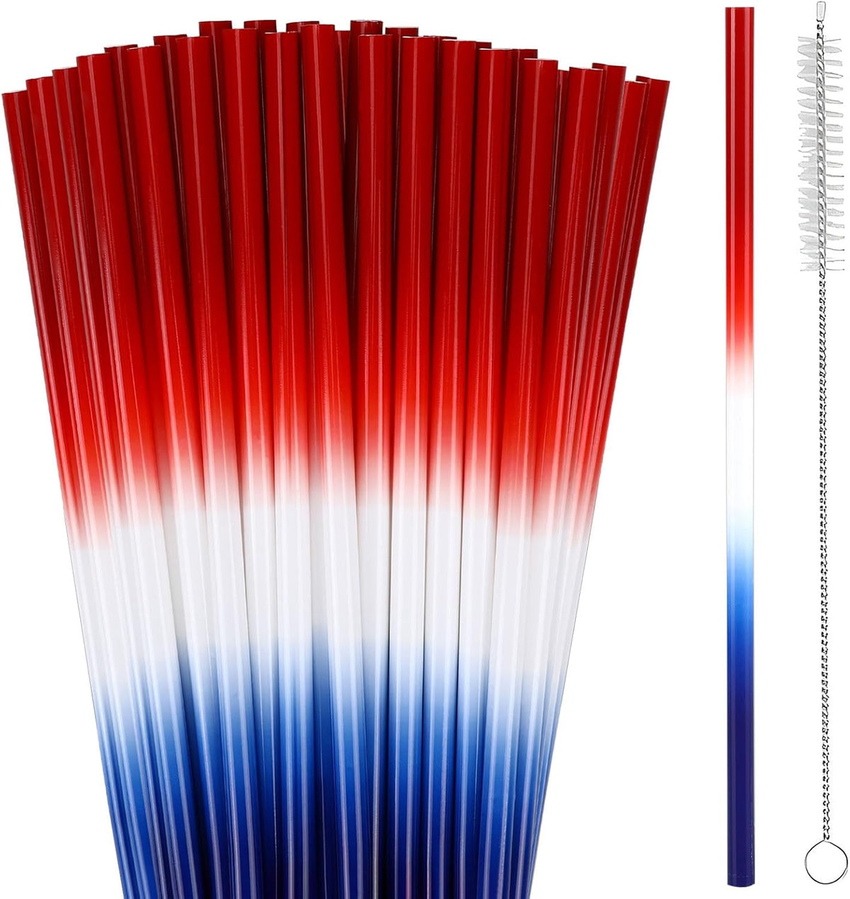 JANYUN 30 Pcs 4th of July Straws, Reusable Plastic Patriotic Straw Red White Blue Drinking Fourth of July Party Favors Accessories for Independence Day Memorial Day Party Supplies