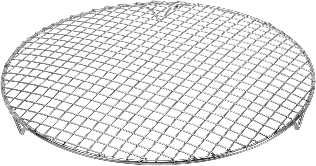 uxcell Round Cooking Rack with Legs, Dia 12 Inch 304 Stainless Steel Barbecue Grill for Cooking Baking Barbecue Air Fryer Racks, Silver