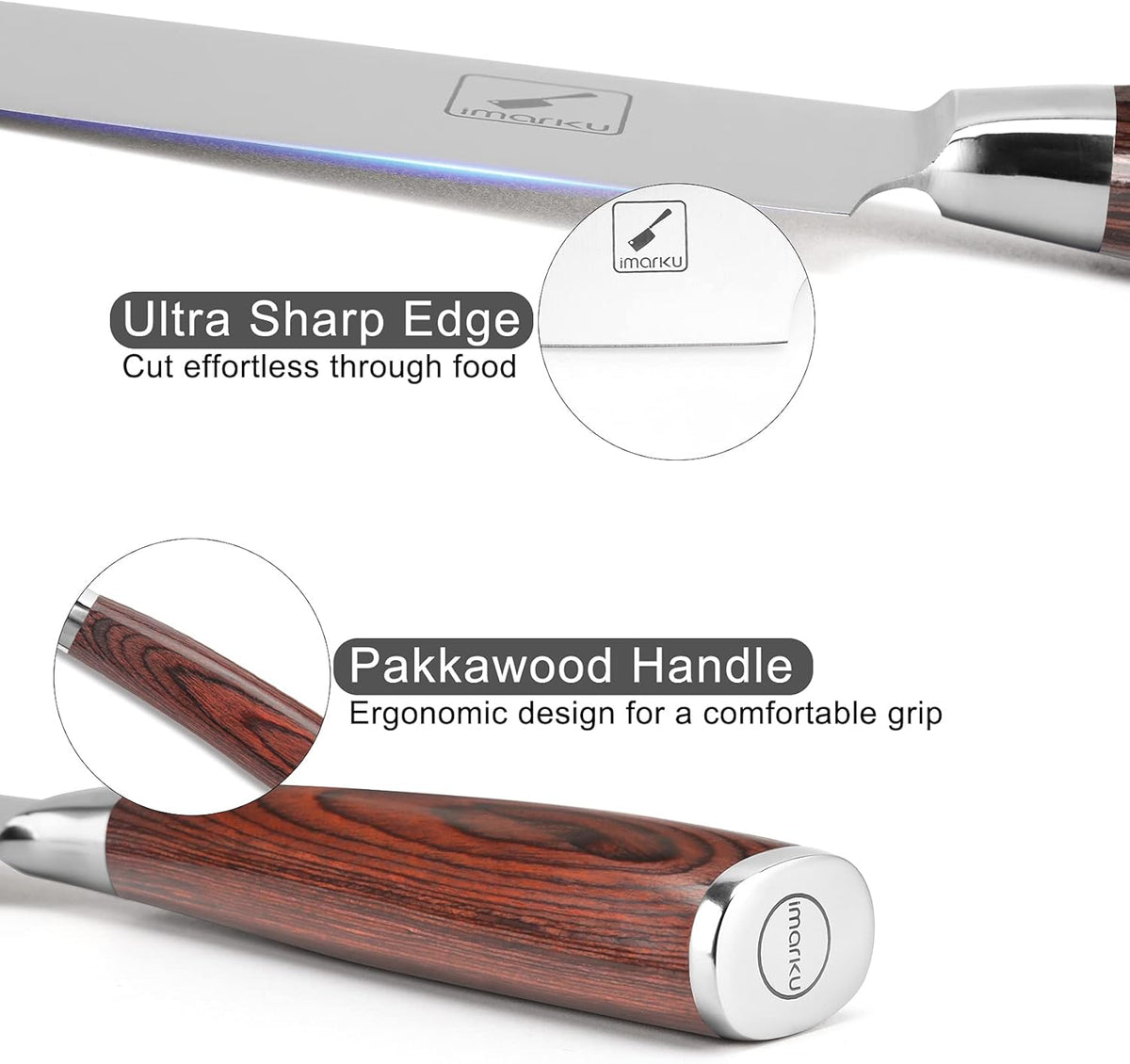 imarku Chef Knife - Pro Kitchen Knife 8 Inch Chef's Knives High Carbon Japanese SUS440A Stainless Steel Sharp Paring Knife with Ergonomic Handle, Red Handle, Gifts for Men and Women