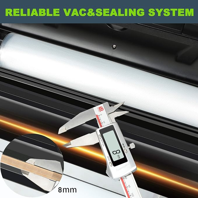 Precision Vacuum Machine,Pro Food Sealer with Built-in Cutter and Bag Storage(Up to 20 Feet Length), Both Auto&Manual Options,2 Modes,Includes 2 Bag Rolls 11”x16’ and 8”x16’,Compact Design