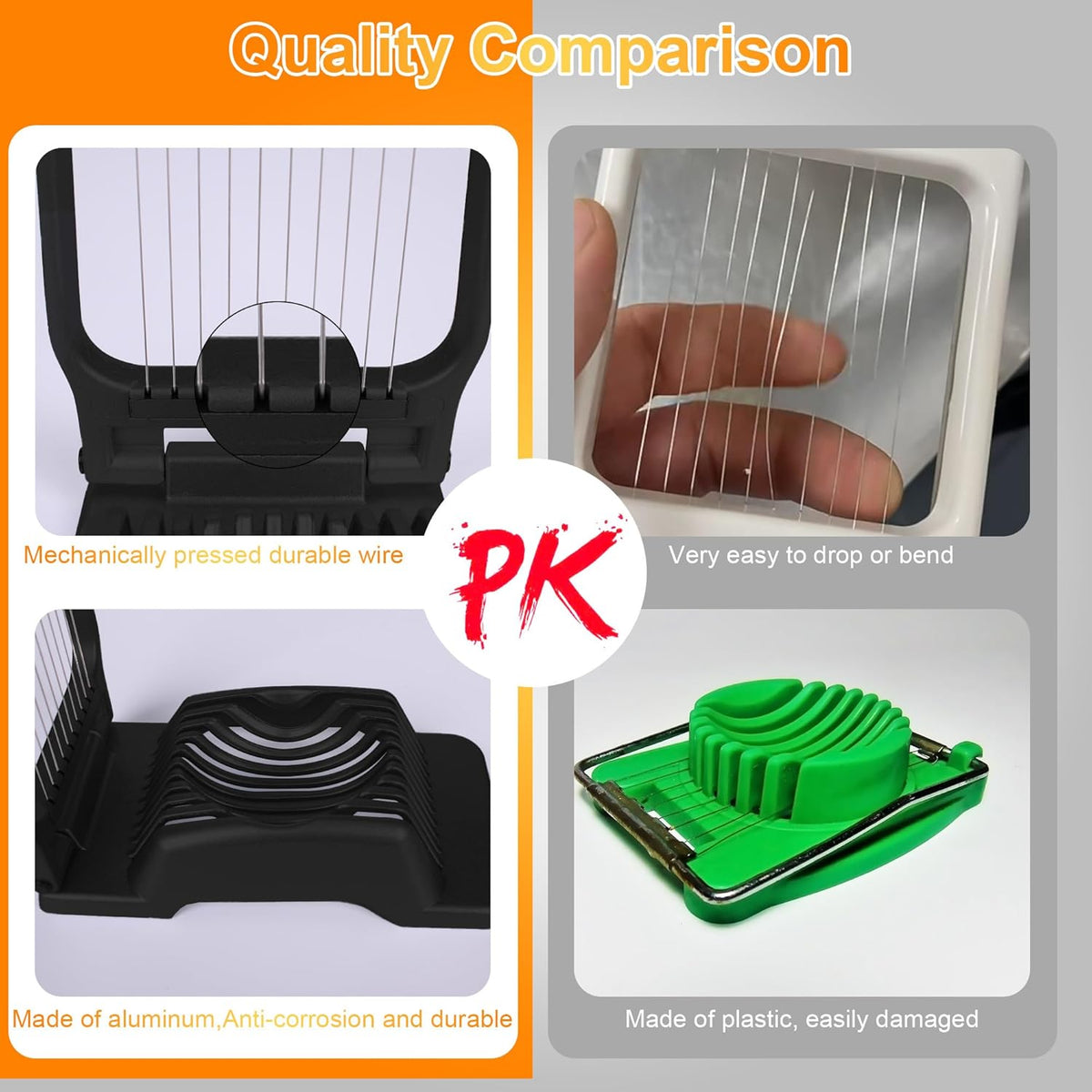 Egg Slicer for Hard Boiled Eggs Egg Cutter Strawberry Slicer (Black)