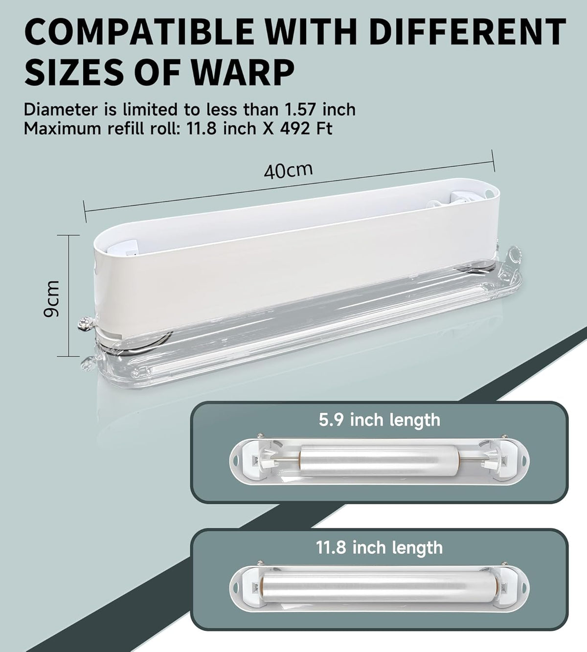 Plastic Wrap Dispenser With Cutter, Reusable Cling Film Dispenser, Cling Wrap Dispenser With Slide Cutter, Also For Aluminum Foil, Tin Foil, Baking Paper (white)