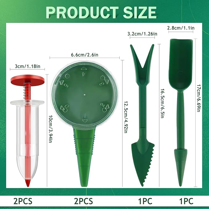 6 PCS Mini Seed Spreader, Sowing Seed Dispenser with 5 Speeds, Sowing Helper, Small Seed Planter Tool, Manual Seedlings Dibber and Widger Set, Seed Sower Spreader Handheld for Tiny Seeds (Red)