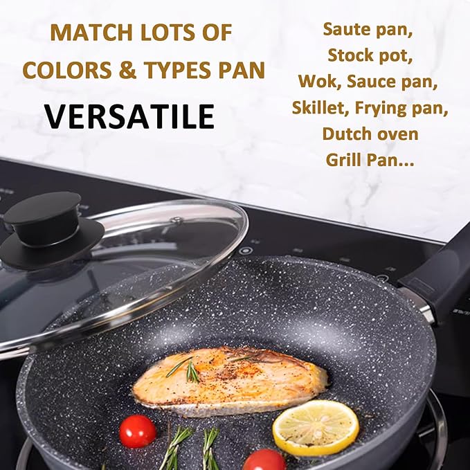 Glass Lid for 11 Inch Cast Iron Skillets Frying Pans, 28cm Tempered Lids for Dutch Ovens, 11In Pan Cover with Stainless Steel Rim for Stock Pots, Heat Resistant Handle, Dishwasher Safe