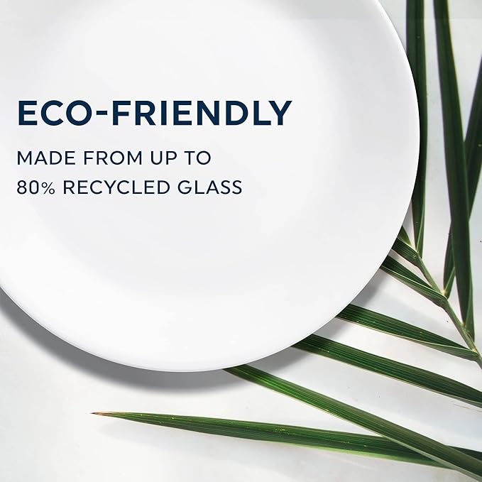 Corelle Vitrelle 18-Piece Service for 6 Dinnerware Set Triple Layer Glass and Chip Resistant, Lightweight Square Plates and Bowls Set, Timber Shadows