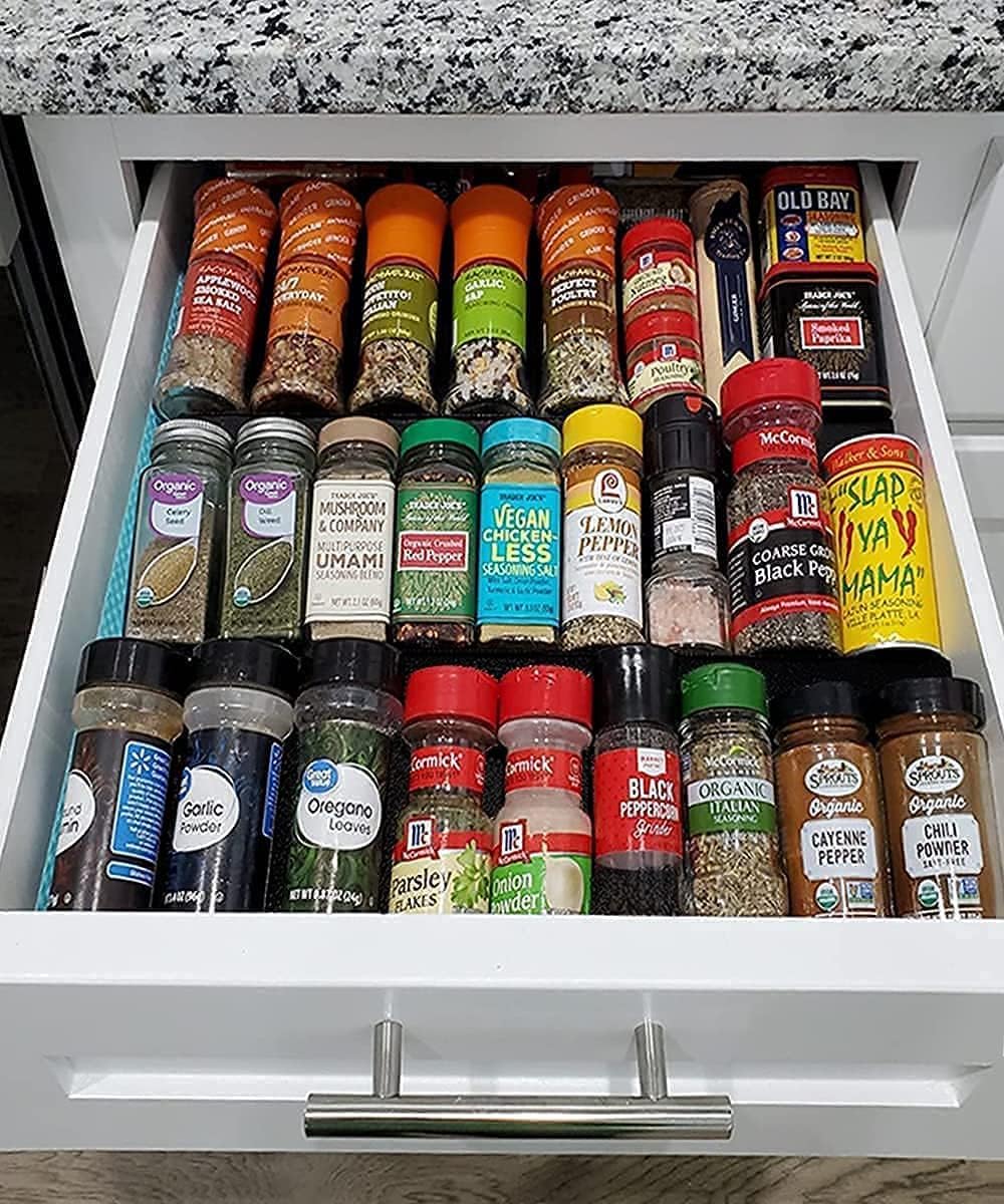 Artibear Expandable Spice Rack Drawer Organizer for Kitchen Cabinets, Set of 6, ABS