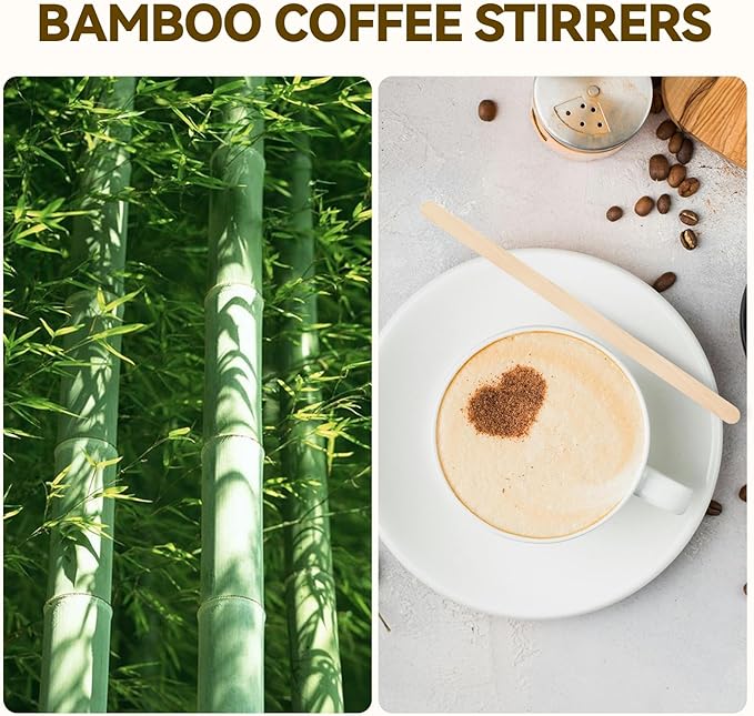 150 Count Bamboo Coffee Stirrer - Disposable 7 inches Long Wooden Stir Sticks for Coffee and Cocktails - Smooth, Splinter-Free Beverage Mixers - Ideal for Cafe, Bars and Drink Stations