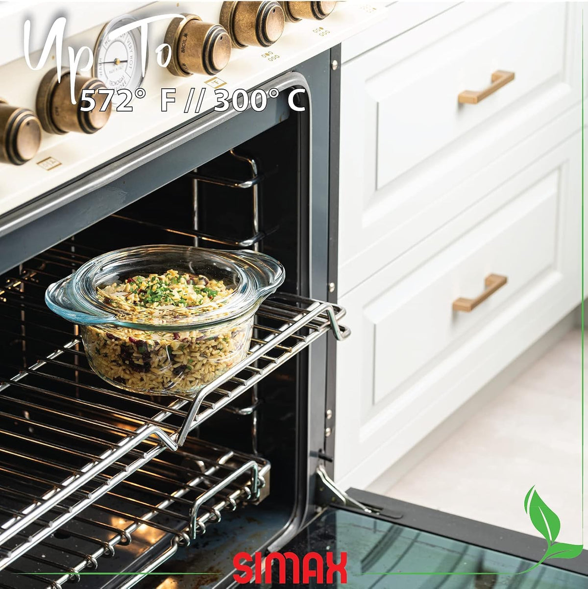 Simax Casserole Dish with Lid, Glass Casserole Dish, Holds 48 Oz (1.5 Quarts), Oven to Table Serving Dish, Microwave, Dishwasher, and Oven Safe Cookware