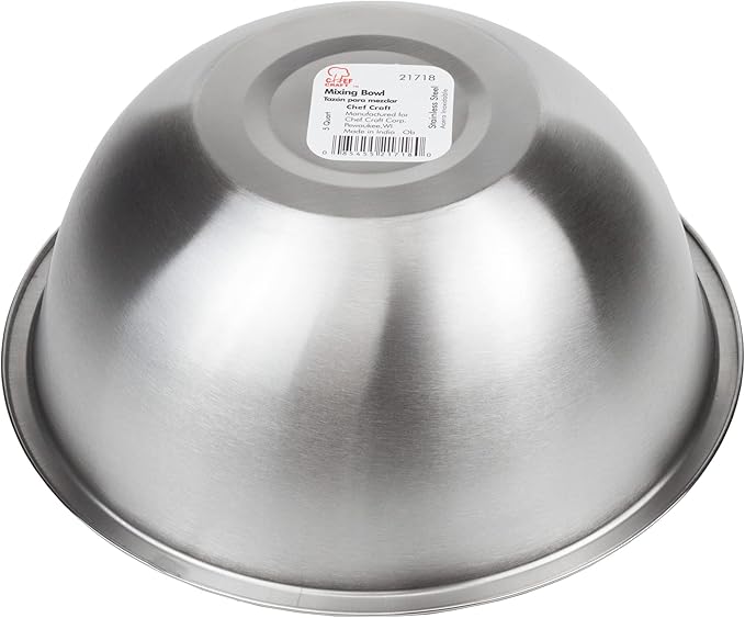 Chef Craft Brushed Mixing Bowl, 5-Quart, Stainless Steel