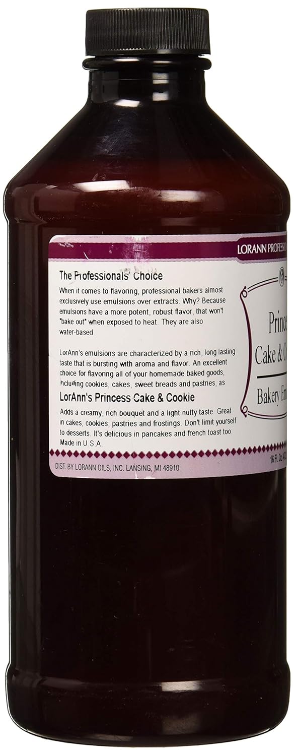 Lorann Oils Princess Cake and Cookie Bakery Emulsion: Regal Flavor Blend, Perfect for Enhancing Sweet, Cake-like Undertones in Baked Goods, Gluten-Free, Keto-Friendly, Unique Flavor Blend Essential