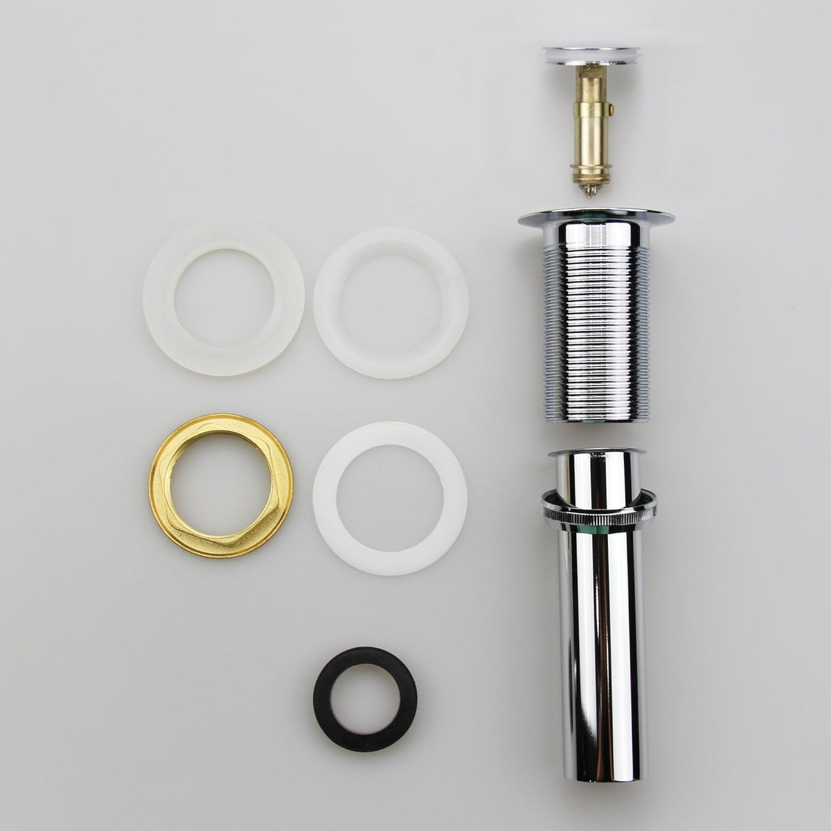 Polished Chrome Pop Up Sink Drain without Overflow, Bathroom Faucet Vessel Vanity Sink Drain Stopper