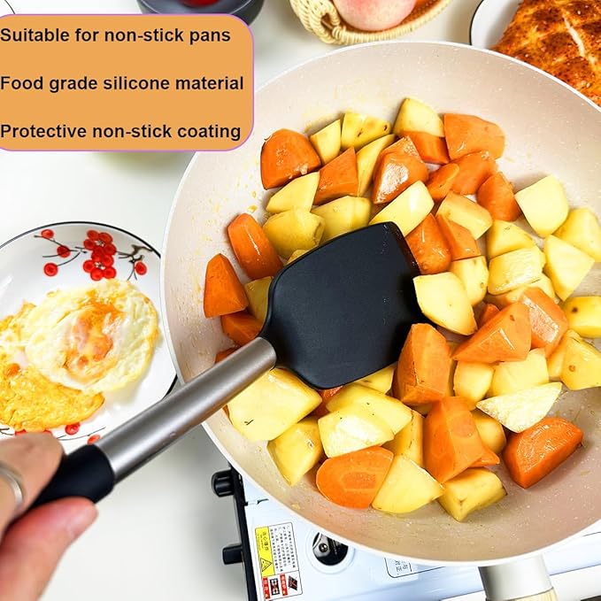 Spatula Set Silicone Heat Resistant for Nonstick Cookware Rubber Silicone Spatula Turner Fish, Large Nonstick Plastic Egg Wok Spatula for kitchen use Cooking Utensils Set