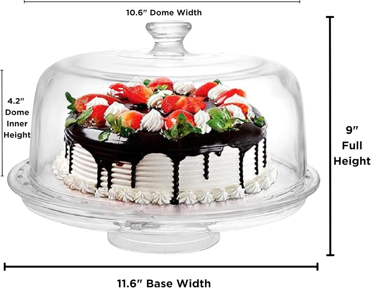 7 in 1 Rotating Multifunctional Acrylic Cake Stand with Lid & Cake Turntable for Decorating (12") - Turntable Decorating Kit Serving Salad Bowl/Veggie Platter/Punch Bowl/Desert Platter - BPA Free