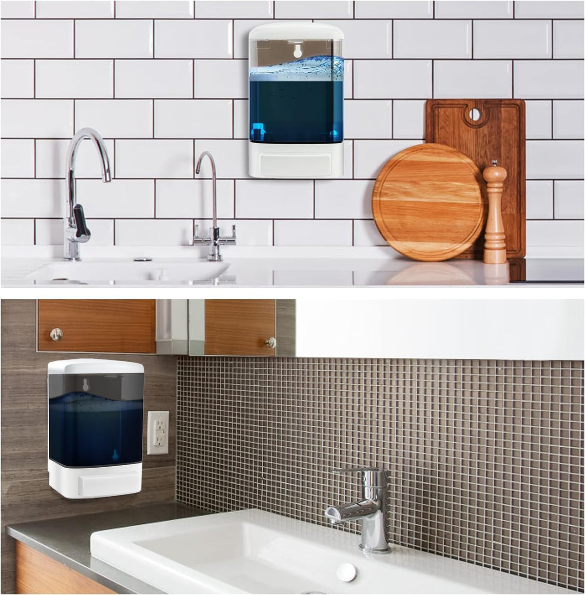 Manual Soap Dispenser 33oz Wall Mount Hand Soap Dispenser for Bathroom, Kitchen, Hotel & Restaurant Commercial Refillable Shampoo & Conditioner Dispenser for Liquid Gel