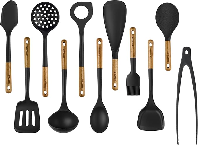STAUB Silicone with Wood Handle 11-pc Cooking Utensil Set