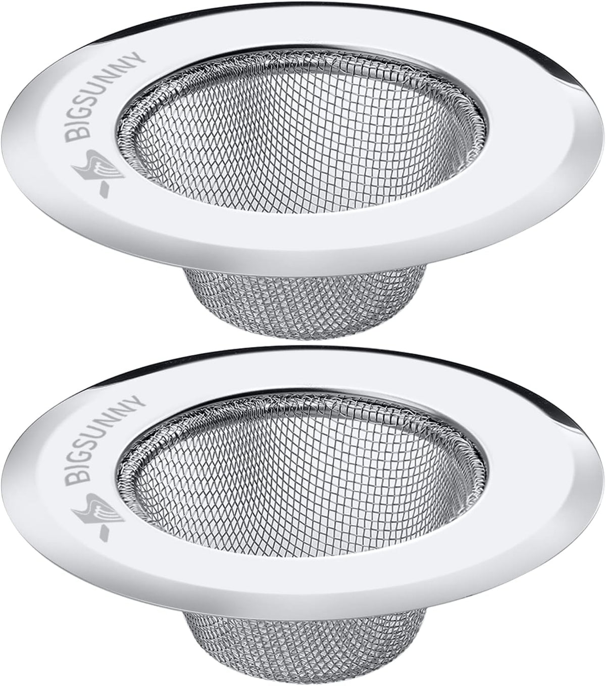 Mesh Sink Strainer Set of 2, MSY BIGSUNNY Stainless Steel Kitchen Sink Strainer Kitchen Drain Strainer with Large Wide Rim 4.5 inch Diameter for Kitchen Sinks