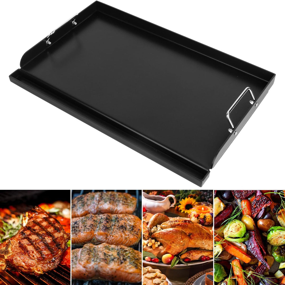 25"x16" Nonstick Coating Griddle for Gas Grill, Universal Griddle Insert for Gas Stove/Gas Grill/Electric/Charcoal, Flat Top Plate for Outdoor Cooking and Camping Grilling