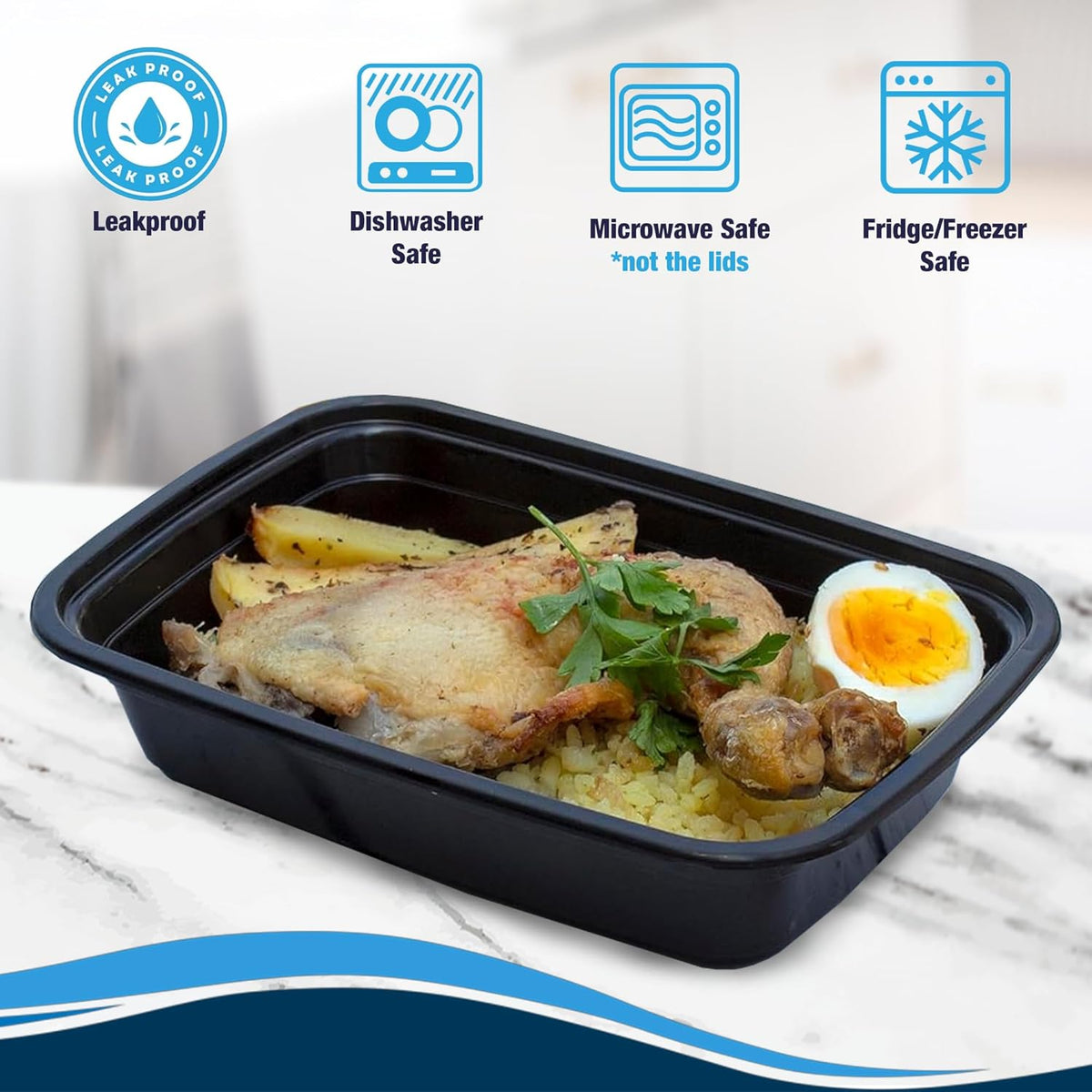 Ruthy's Outlet Meal Prep Containers W/Lids -Square Food Storage – BPA-Free| Stackable | Microwave | Freezer & Dishwasher Safe | Reusable Lunch Bento Box Portion Control & Planning (100 Pack, 12 oz)