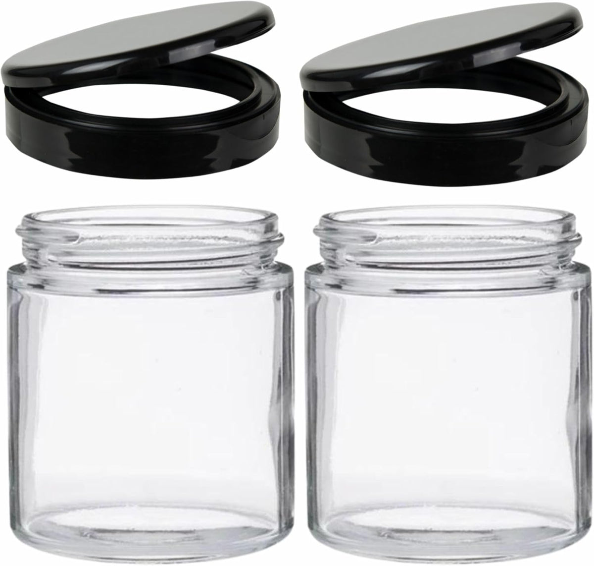 Jarming Collections Mason Jars - 16 oz Glass Extra Wide Mouth Pint Storage Jars with Black Flip Snap Lids - Made in USA