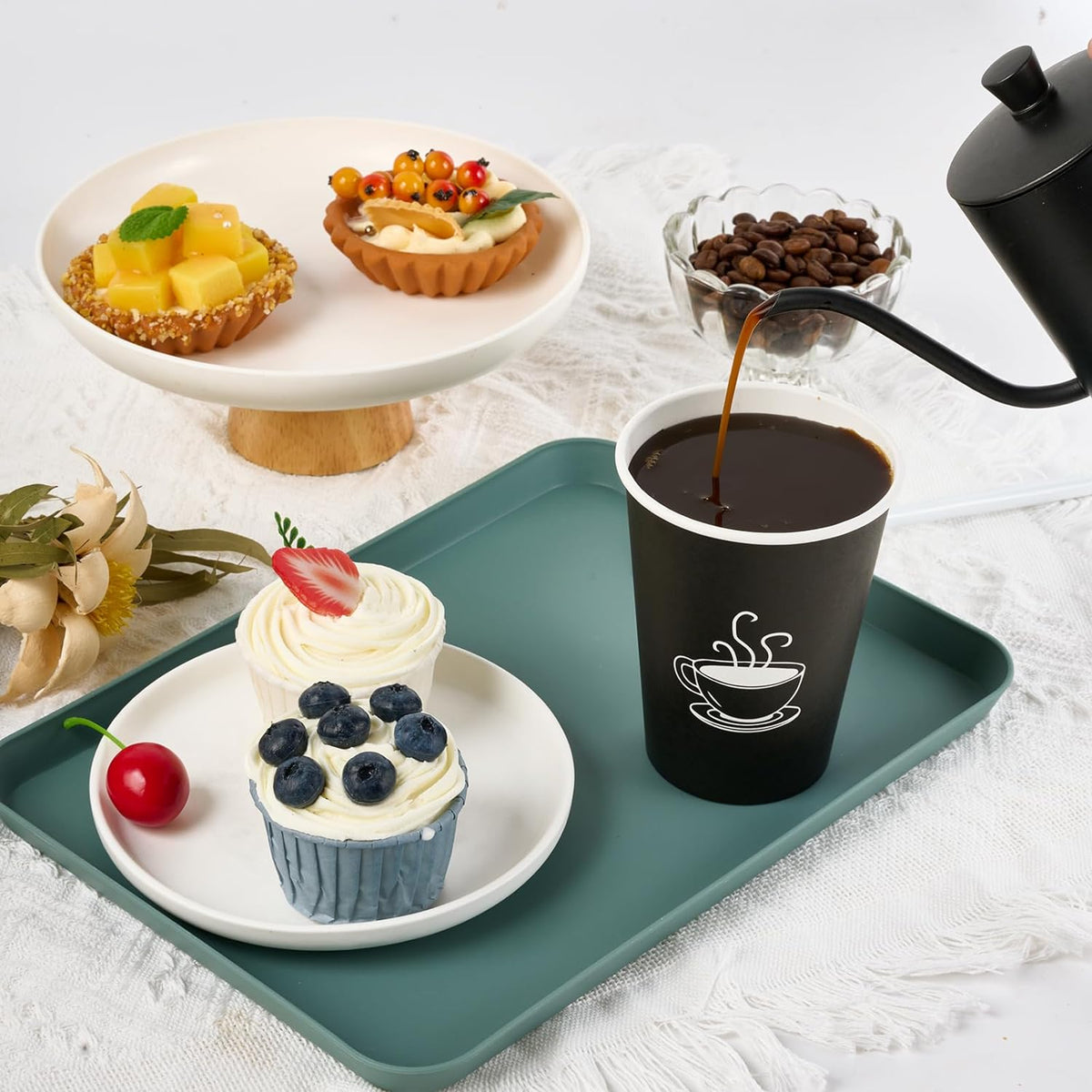 12 oz 210 Pack Paper Coffee Cups, Disposable Black Paper Cups for Hot Drinking, Water, Tea, Used for Cafes, Offices, and Events