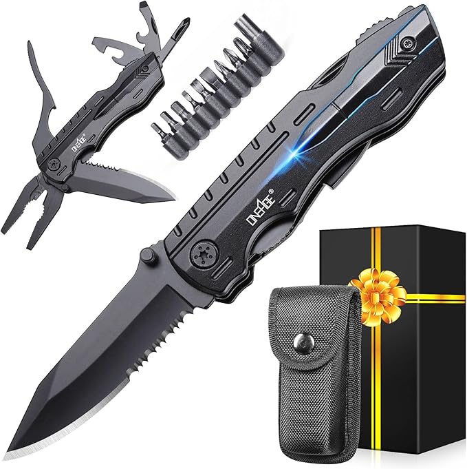 Gifts for Men Dad Him, Birthday Gifts for Man Husband Guy, Multitool Pocket Knife, Groomsmen Gift, Stocking Stuffers for Men, Christmas Fathers Day Mens Gift, Hunting Camping Knives for Outdoor