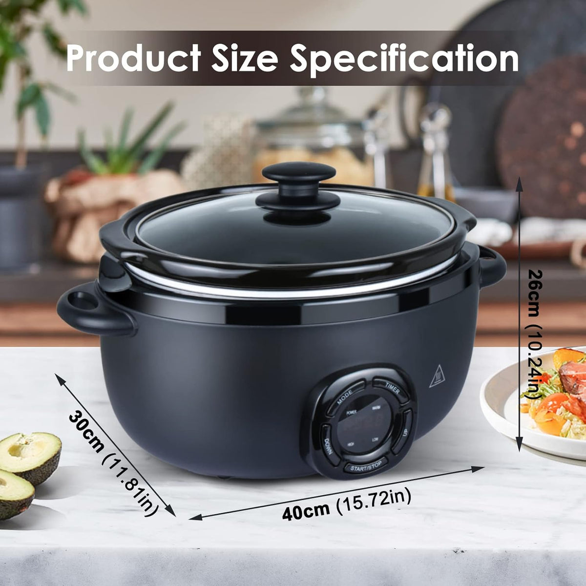 7 Quart Slow Cooker, Electric Slow Cooker Oval with Nonstick Removable Inner Ceramic Pot, Programmable with 3 Temp Settings